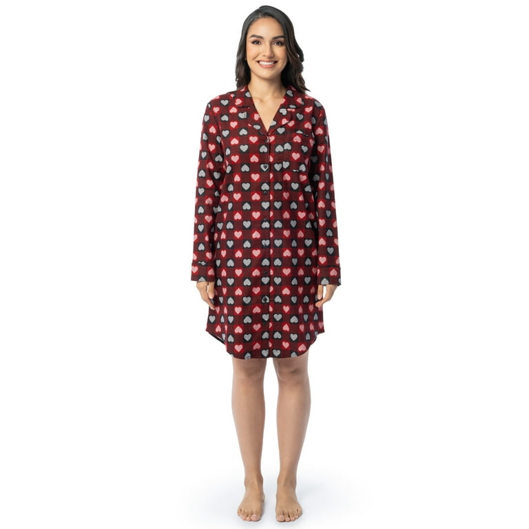 Fruit of the Loom Women s Beyond Soft Long Sleeve Button Down Flannel Sleepshirt Sizes S 4X Walmart