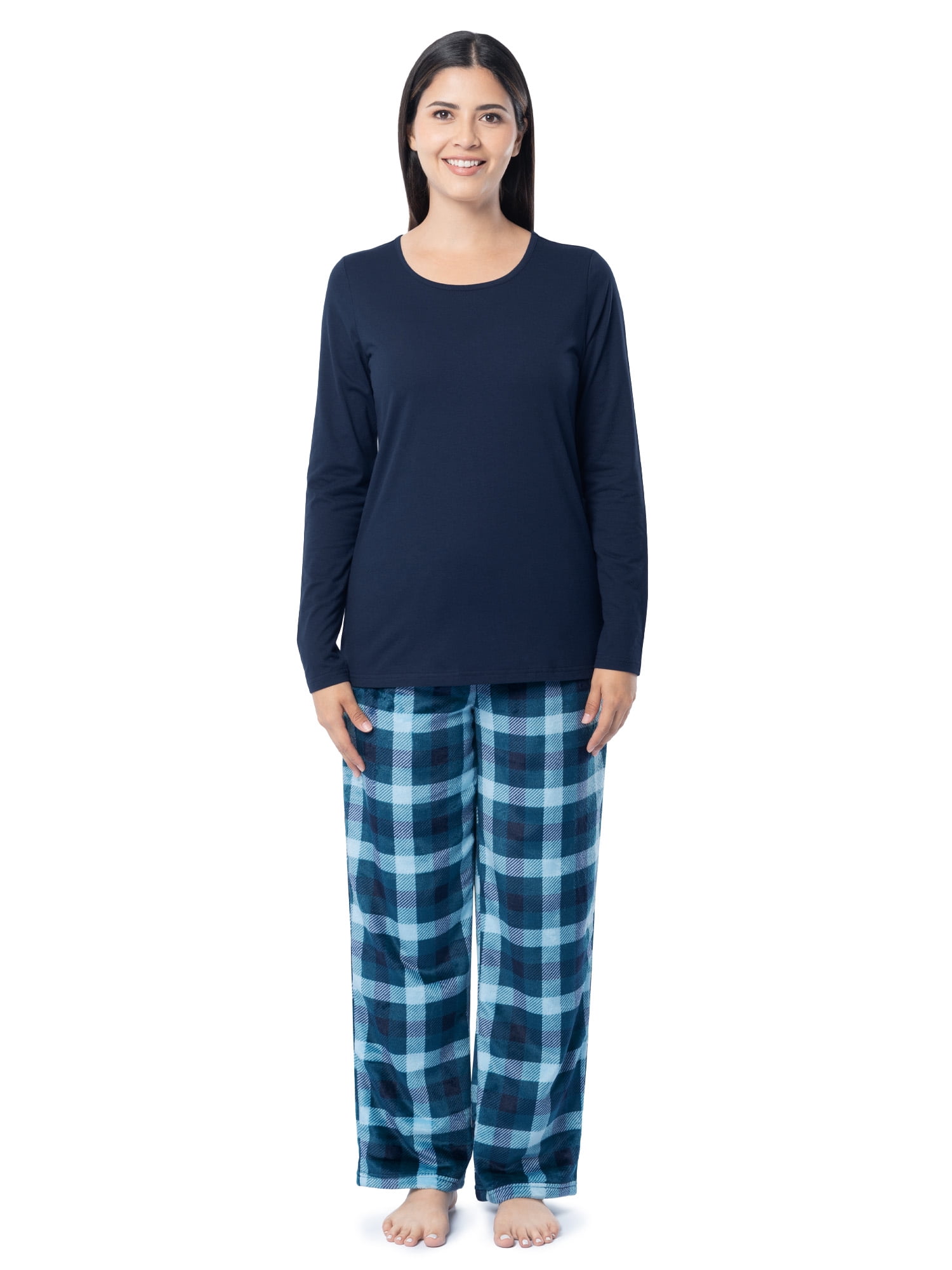 Fruit of the Loom Women's Beyond Soft Long Sleeve Top & Fleece Bottom Pajama Set, Sizes S-4X