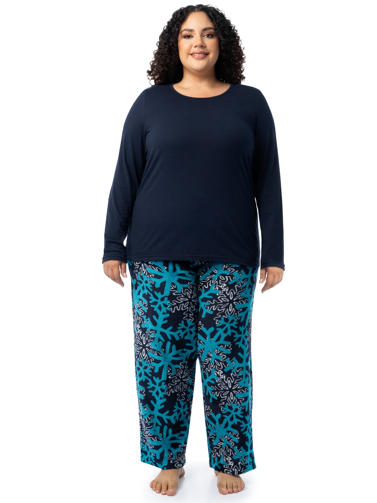 Fruit of the Loom Women's Beyond Soft Long Sleeve Top & Fleece Bottom Pajama Set, Sizes S-4X