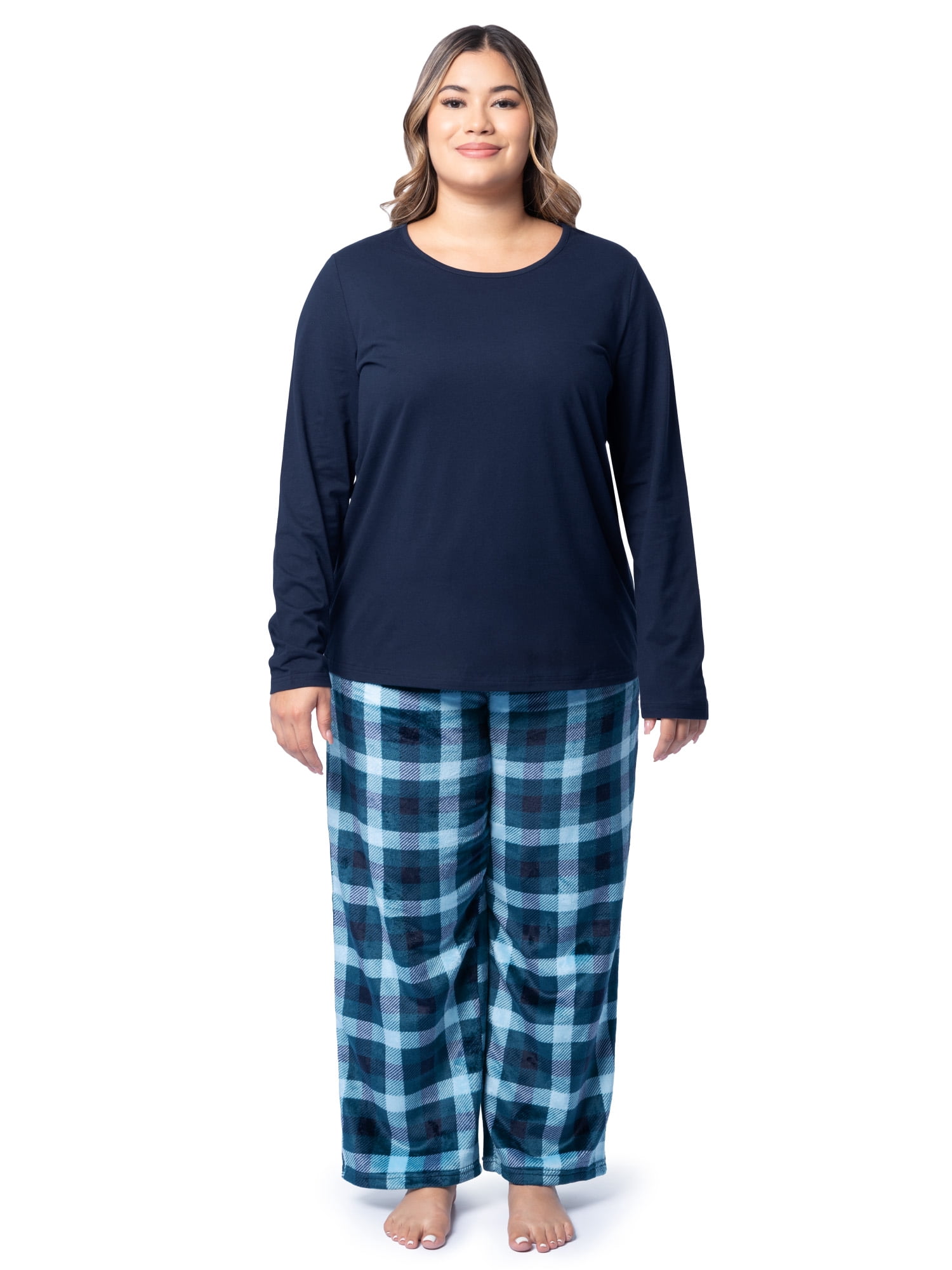 Fruit of the Loom Women's Beyond Soft Long Sleeve Top & Fleece Bottom Pajama Set, Sizes S-4X