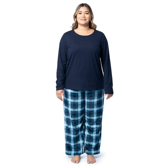 Fruit of the Loom Women's Beyond Soft Long Sleeve Top & Fleece Bottom Pajama Set, Sizes S-4X