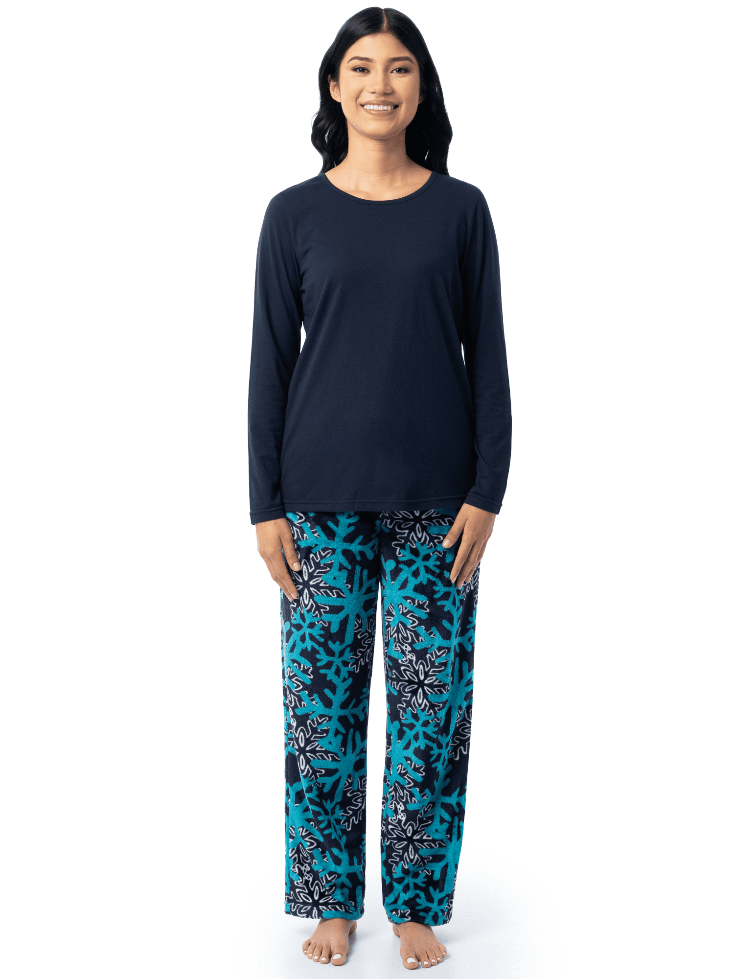 Fruit of the Loom Women's Beyond Soft Long Sleeve Top & Fleece Bottom Pajama Set, Sizes S-4X