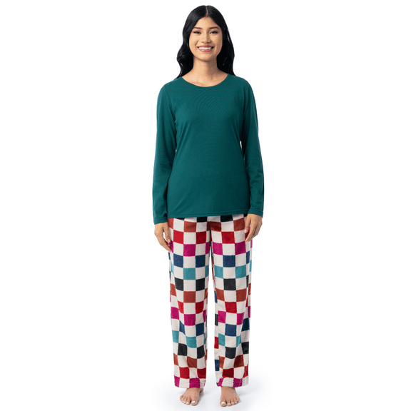 Fruit of the Loom Women's Beyond Soft Long Sleeve Top & Fleece Bottom Pajama Set, Sizes S-4X