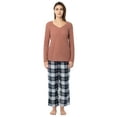 thumbnail image 1 of Fruit of the Loom Women's Beyond Soft Long Sleeve Waffle Top and Flannel Bottom Pajama Set, Sizes S-4X, 1 of 9