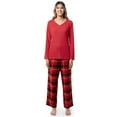 thumbnail image 1 of Fruit of the Loom Women's Beyond Soft Long Sleeve Waffle Top and Flannel Bottom Pajama Set, Sizes S-4X, 1 of 6