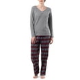 thumbnail image 1 of Fruit of the Loom Women's Beyond Soft Long Sleeve Waffle Top and Flannel Bottom Pajama Set, Sizes S-4X, 1 of 12