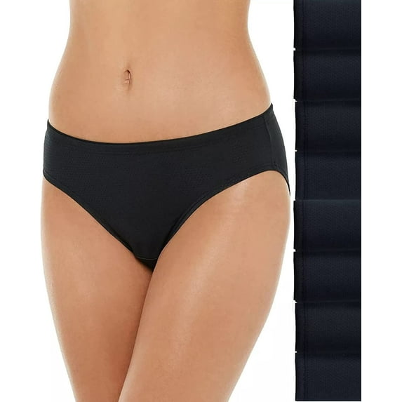 Fruit of the Loom Women's Bikini Underwear Breathable Tag Free Panties 8pk Black, 9
