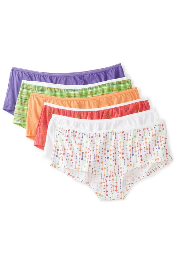 Women's Boyshort Panties, Assorted, 9(Pack of 6)