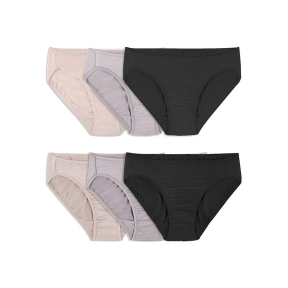 Fruit of the Loom Women's Breathable Cooling Stripes Bikini Underwear, 6-Pack