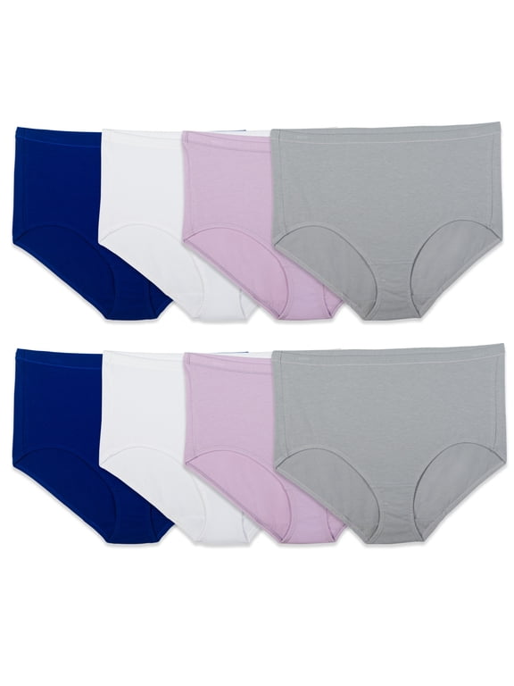 Women's Breathable Cotton Stretch Brief Panties, Moisture‑Wicking, Full Coverage, Multipacks, Sizes S–3XL