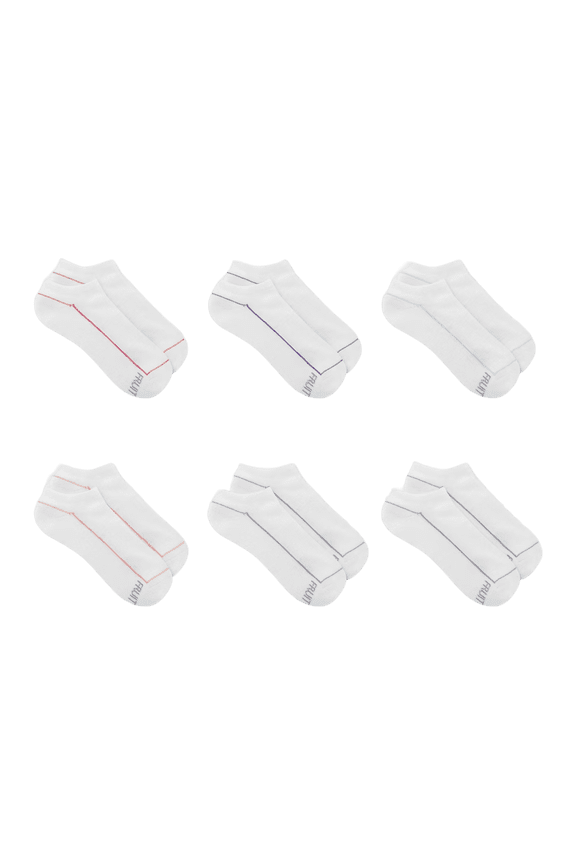 Women's Breathable Cushioned 6pk No Show Athletic Socks, WHITE, 4-10