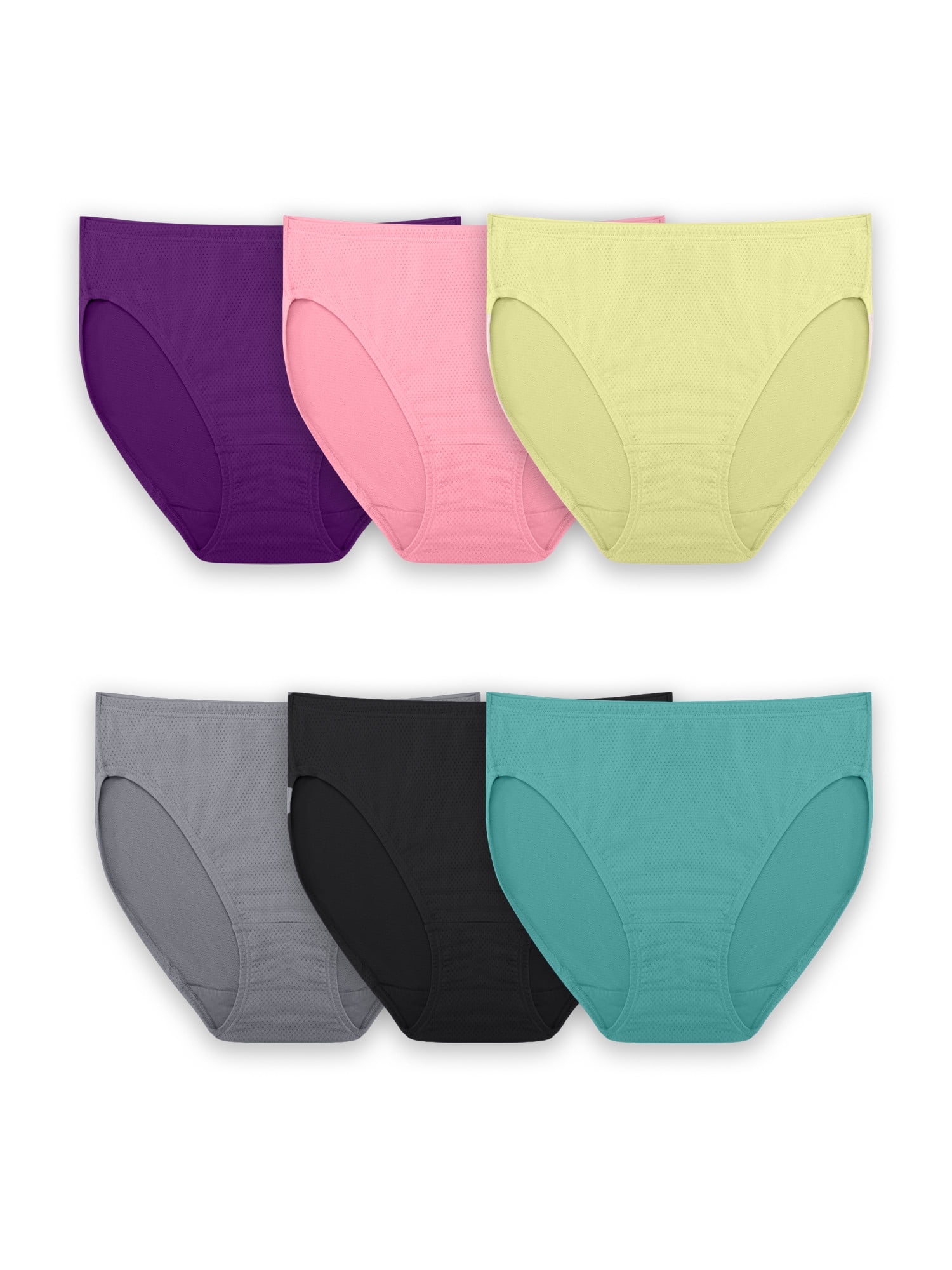 Fruit of the Loom Women s Breathable Micro Mesh Hi Cut Brief Underwear Pack of 6 Walmart