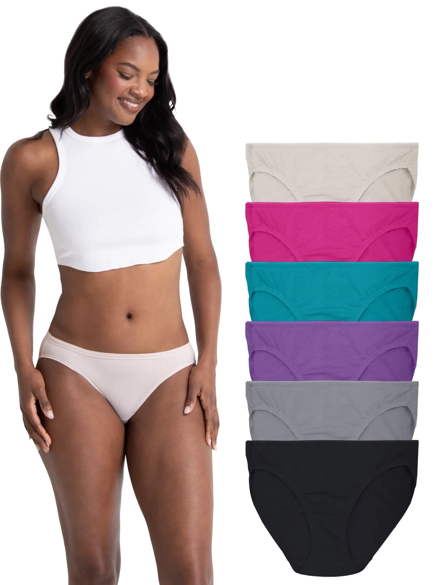 Fruit of the Loom Women's Breathable Micro-Mesh Underwear, Multiple Styles, 6-Pack, Sizes S-3XL