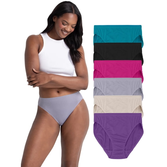 Fruit of the Loom Women's Breathable Micro-Mesh Underwear, Multiple Styles, 6-Pack, Sizes S-3XL