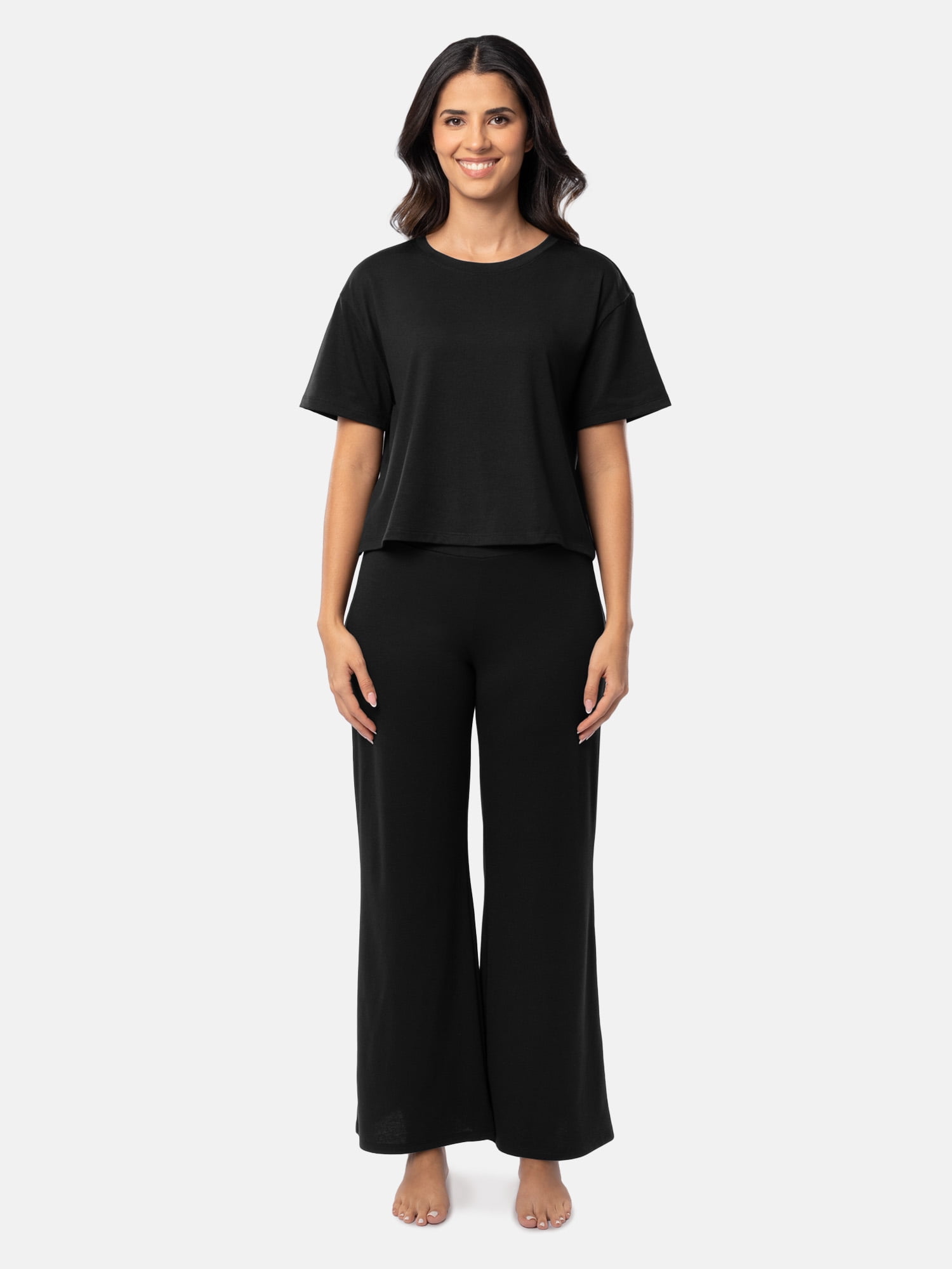 Fruit of the Loom Women's Breathable Short Sleeve Top and Pant Pajama Set, Sizes S-4X