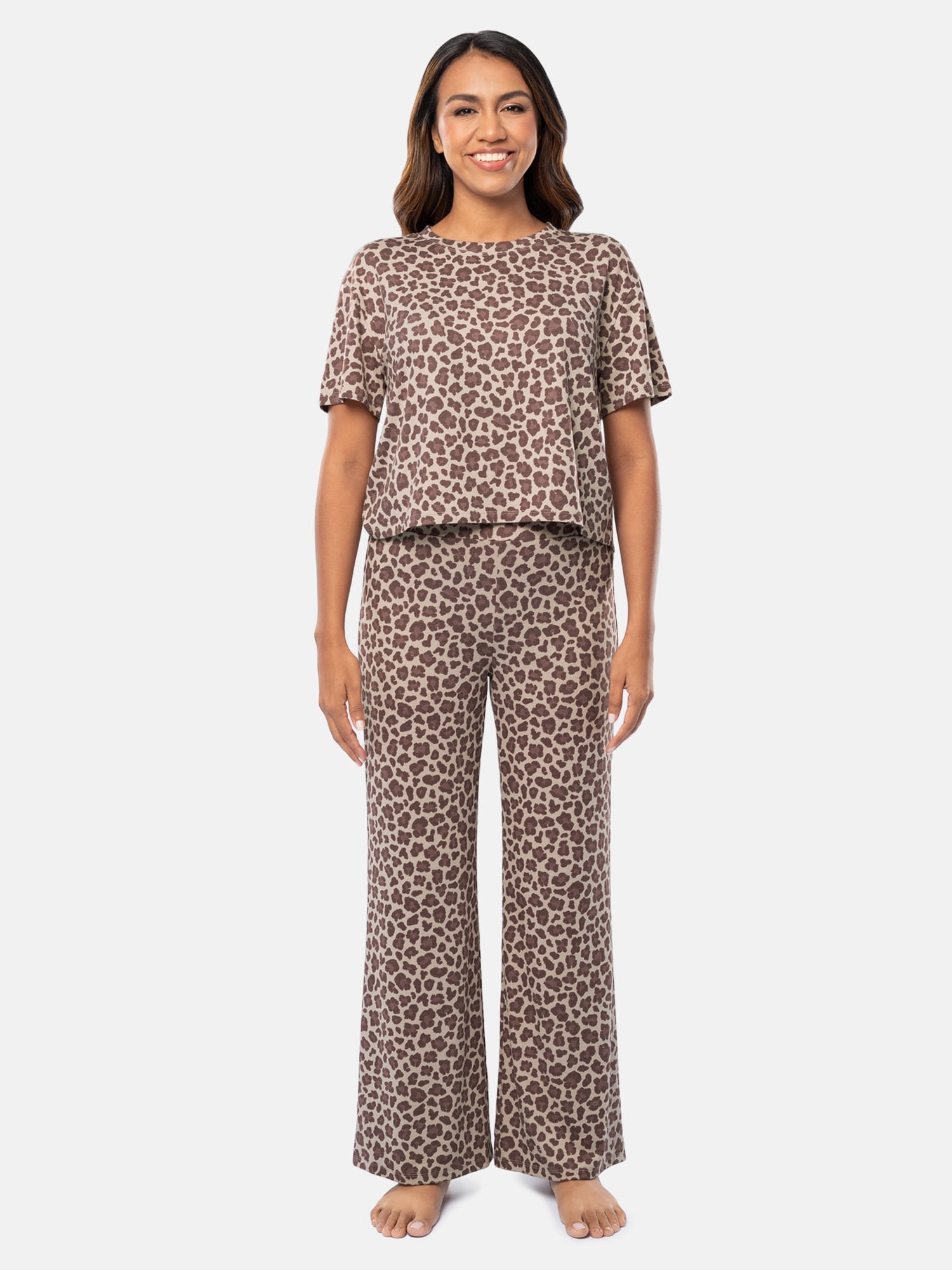 Fruit of the Loom Women's Breathable Short Sleeve Top and Pant Pajama Set, Sizes S-4X