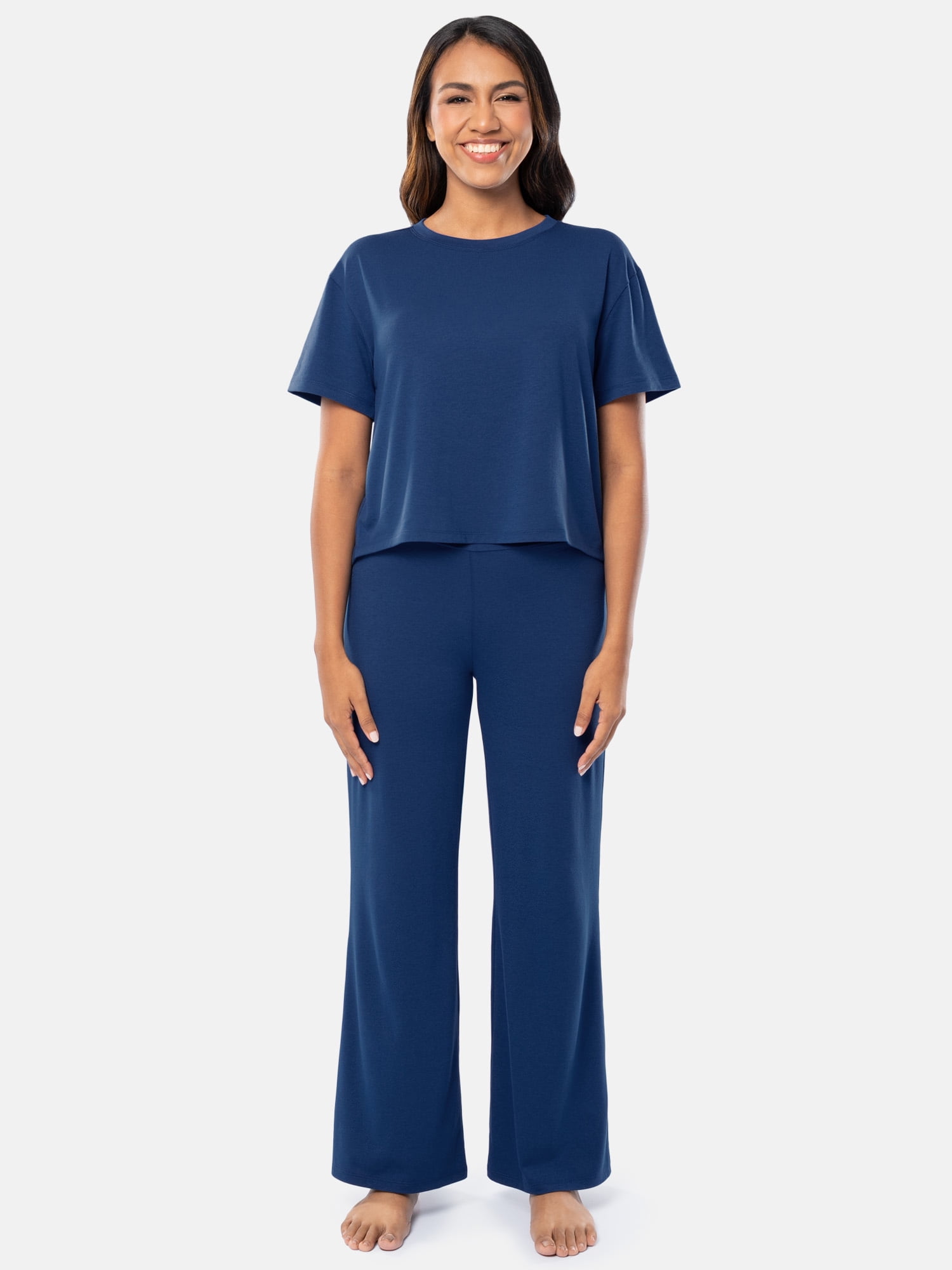 Fruit of the Loom Women's Breathable Short Sleeve Top and Pant Pajama Set, Sizes S-4X