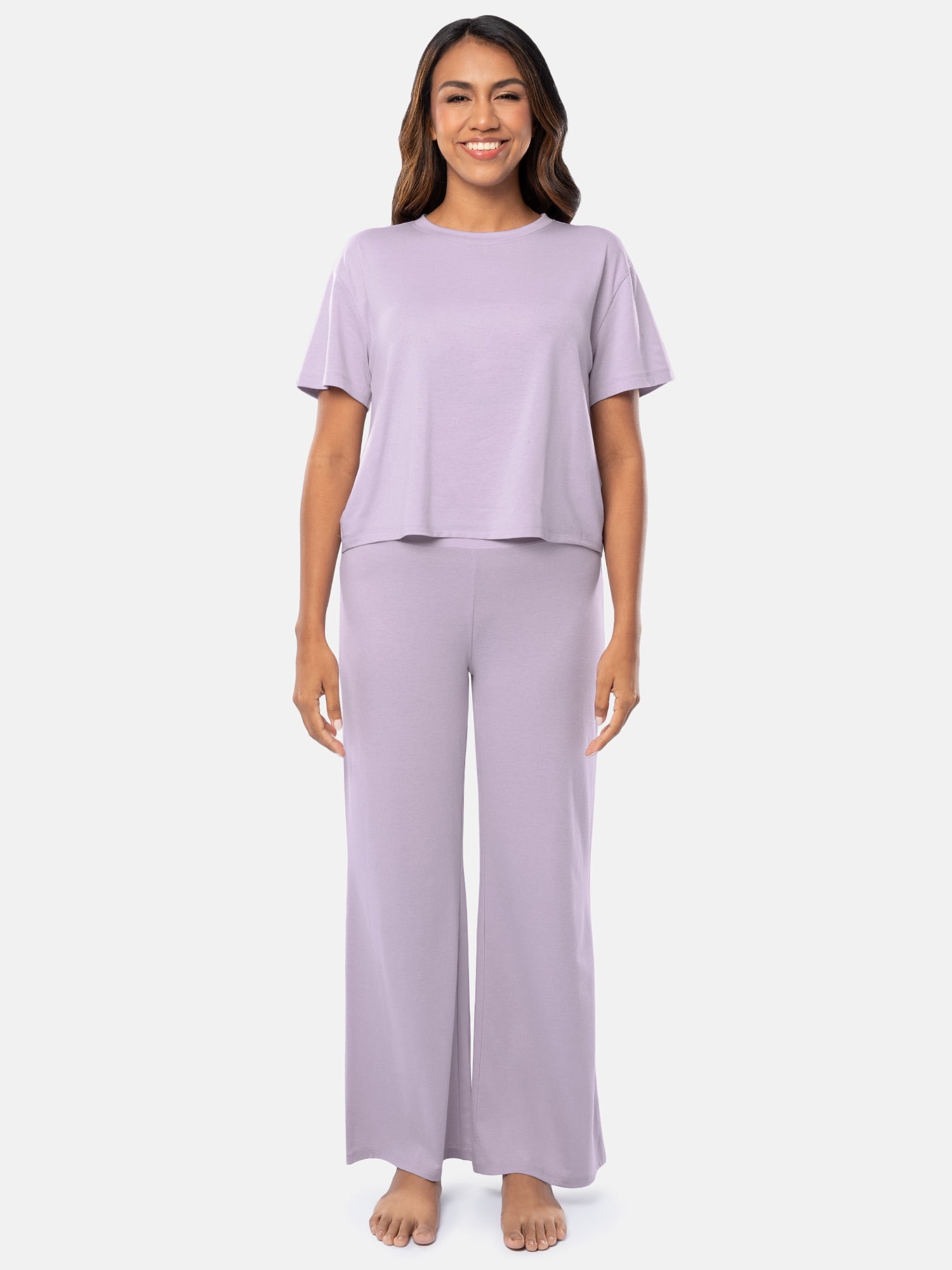 Fruit of the Loom Women's Breathable Short Sleeve Top and Pant Pajama Set, Sizes S-4X
