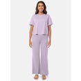 thumbnail image 1 of Fruit of the Loom Women's Soft and Breathable Short Sleeve Boxy Top and Wide Leg Pajama Set, Sizes S-4X, 1 of 14