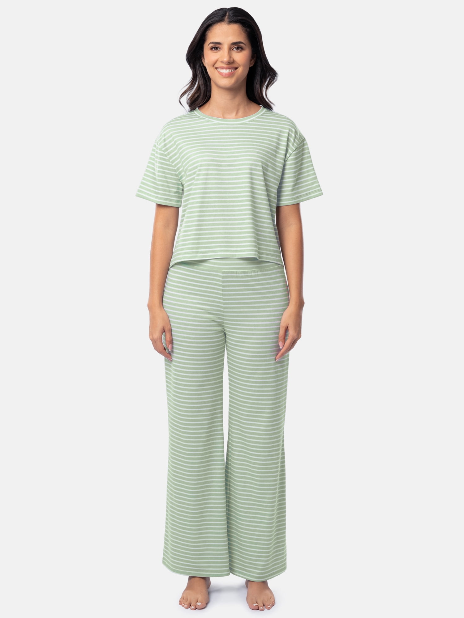 Fruit of the Loom Women's Breathable Short Sleeve Top and Pant Pajama Set, Sizes S-4X