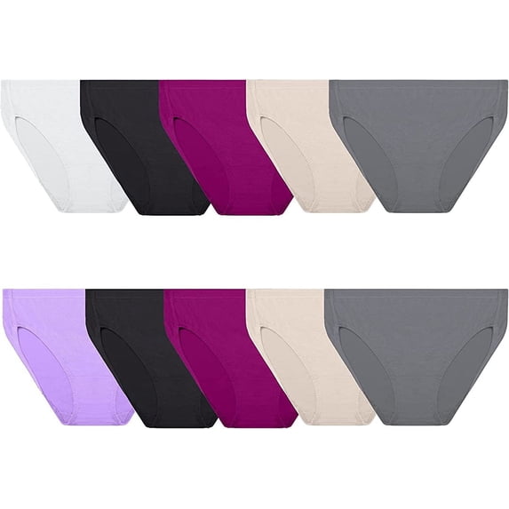 Fruit of the Loom Women's Breathable Underwear Plus Size Hi Cut - Micro Mesh - 10 Pack - Assorted Colors, 9