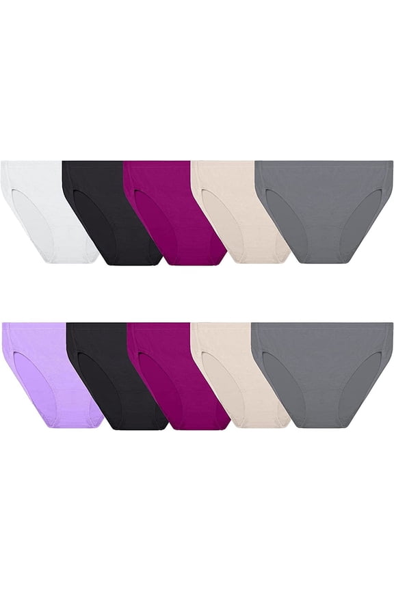 Women's Breathable Underwear Plus Size Hi Cut - Micro Mesh - 10 Pack - Assorted Colors, 9