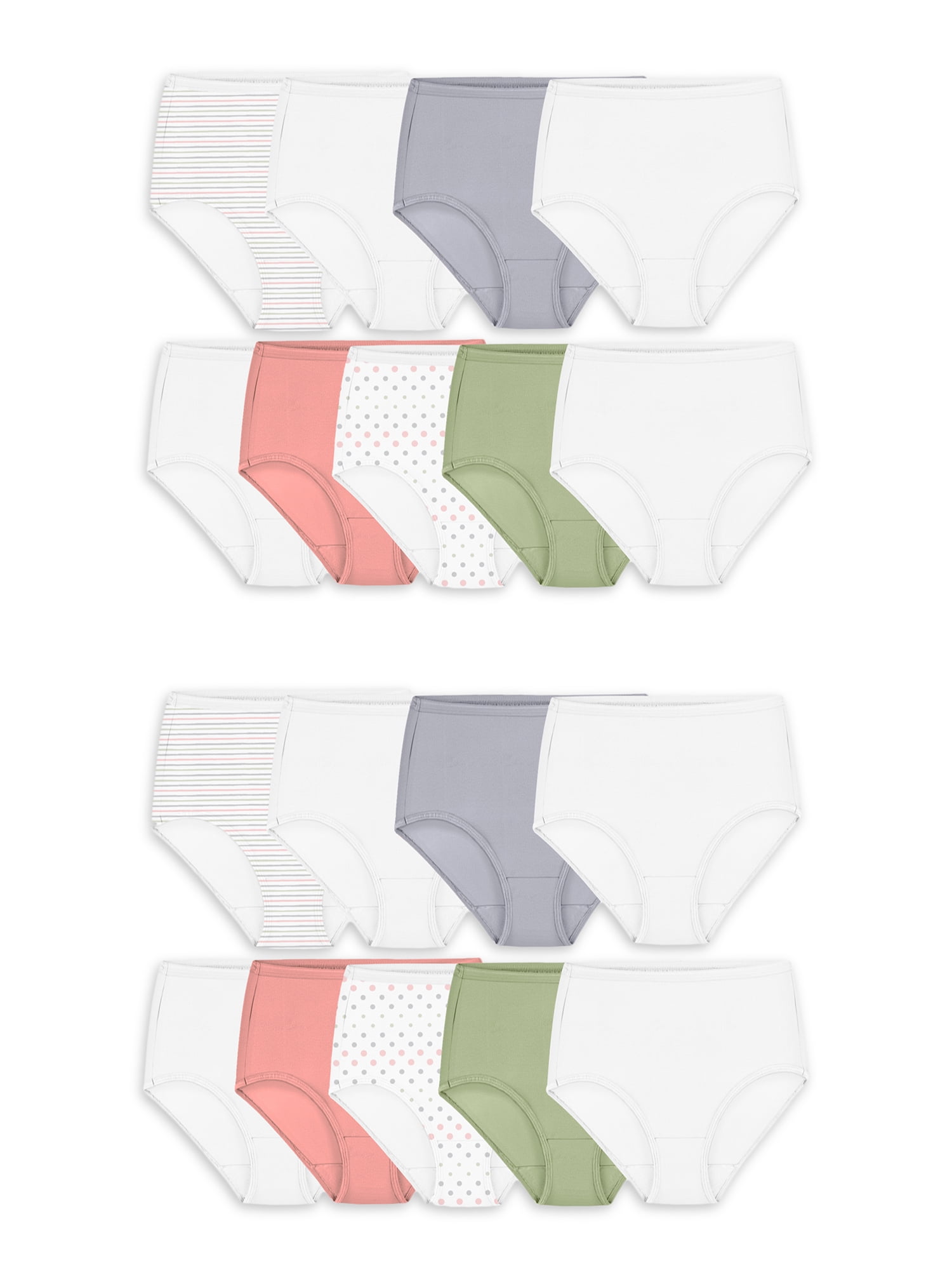 Girl's Breathable Micro-Mesh Brief Underwear, Assorted 6+1 Bonus