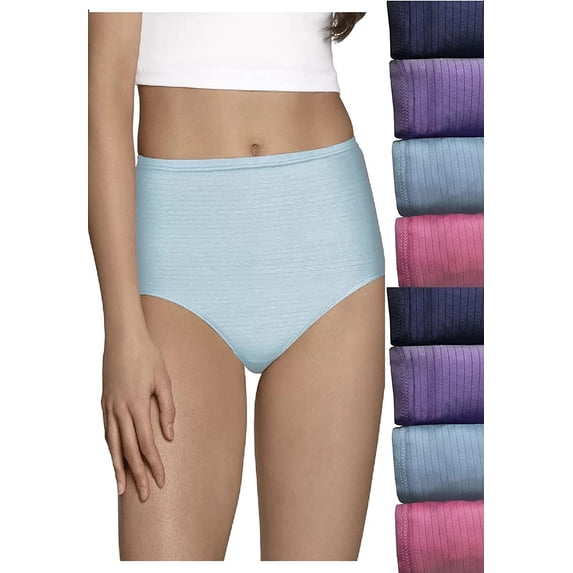 Fruit of the Loom Women's Briefs 8-Pack Breathable Cooling Stripes 8