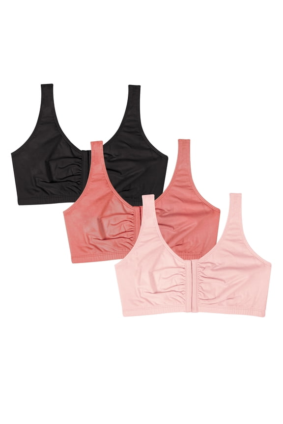 Women's Comfort Front Close Sports Bra, 3-Pack, Style 96014D