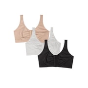Fruit of the Loom Women's Comfort Front Close Sports Bra, 3-Pack, Style 96014D
