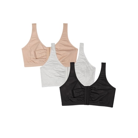 Fruit of the Loom Women's Comfort Front Close Sports Bra, 3-Pack, Style 96014D