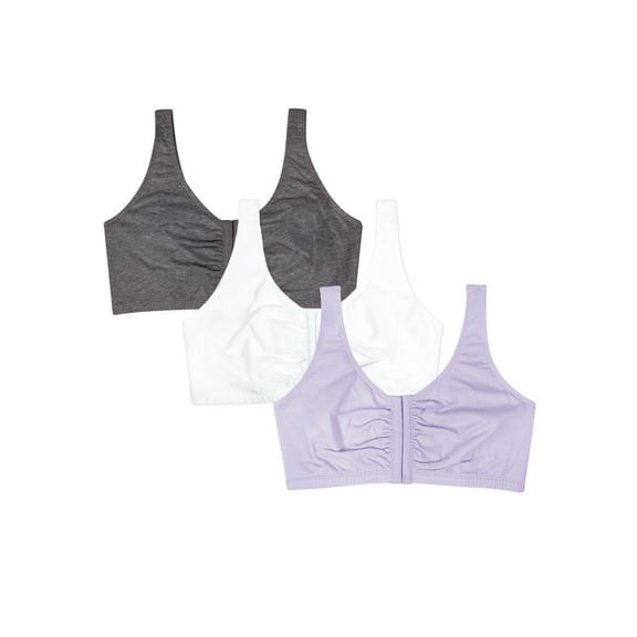 Fruit of the Loom Women's Comfort Front Close Sports Bra, 3-Pack, Style 96014D