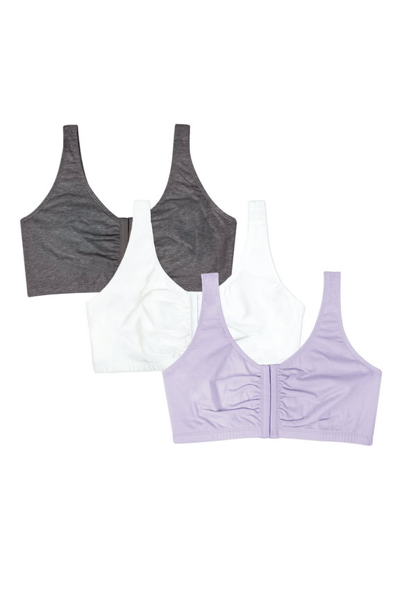 Women's Comfort Front Close Sports Bra, 3-Pack, Style 96014D