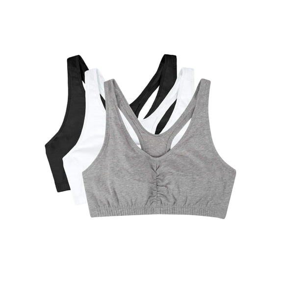 Fruit of the Loom Women's Comfort Sports Bras Racerback, Black & White (3-Pack)