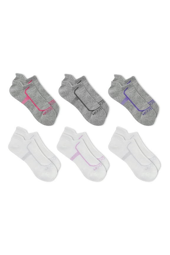 Women's CoolZone Cotton Cushion No Show Tab Socks, 6 Pack
