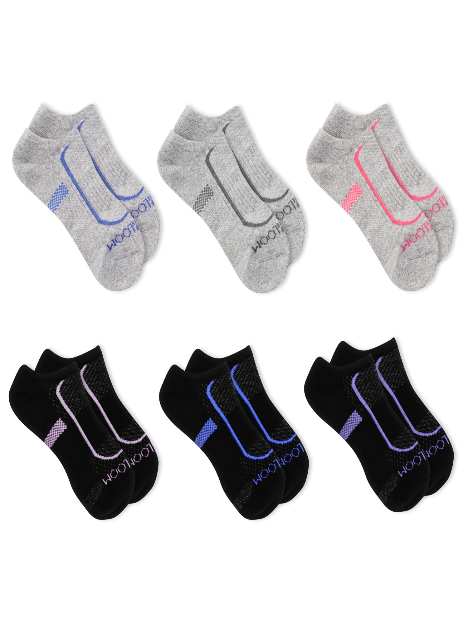 Fruit of the Loom Women's CoolZone Cotton Cushioned No Show Socks, 6 ...