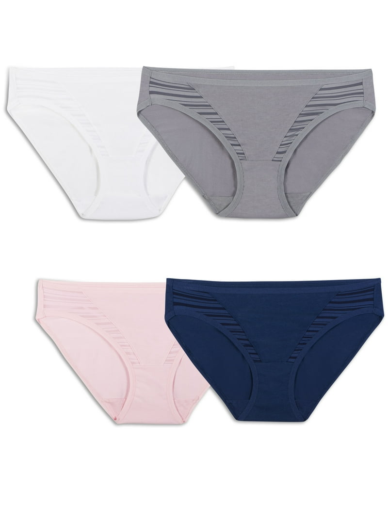 ★AGNEL★ Blueberry Bikini Panties Fruit of the Loom Women's Coolblend Underwear, 4-Pack