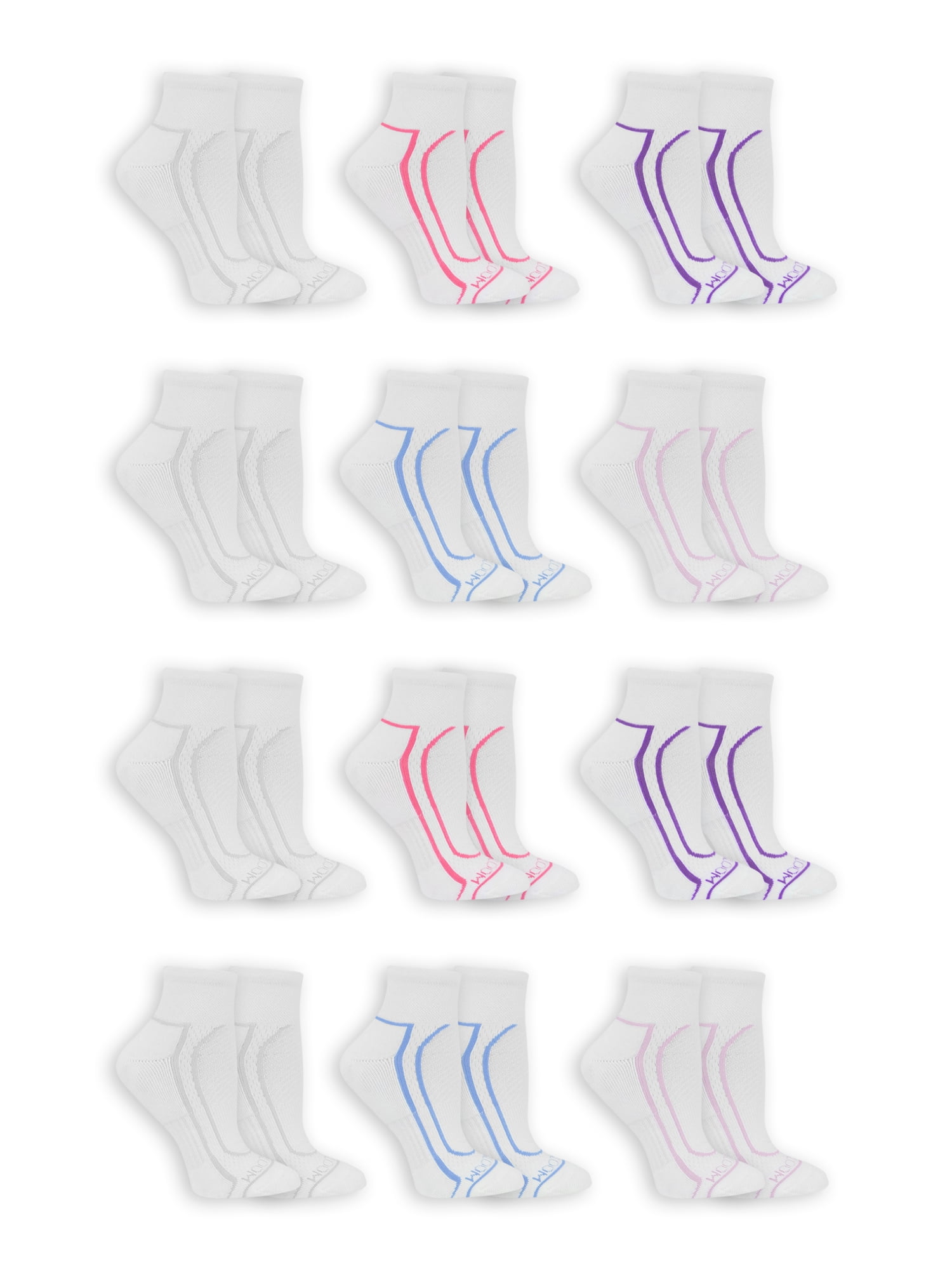 Fruit of the Loom Women's Coolzone Half Cushion Ankle Socks 12 Pack