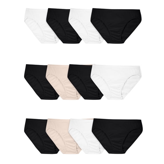 Fruit of the Loom Women's Cotton Bikini Underwear, 12-Pack