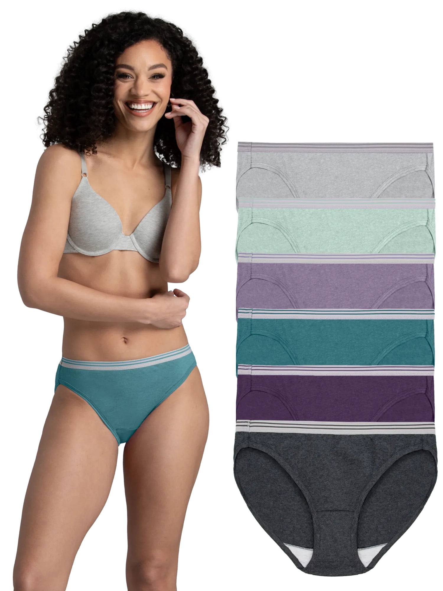 Fruit of the Loom Women's Cotton Blend Bikini Underwear, Soft Breathable Everyday Panties, 6-Pack, Sizes S-2XL