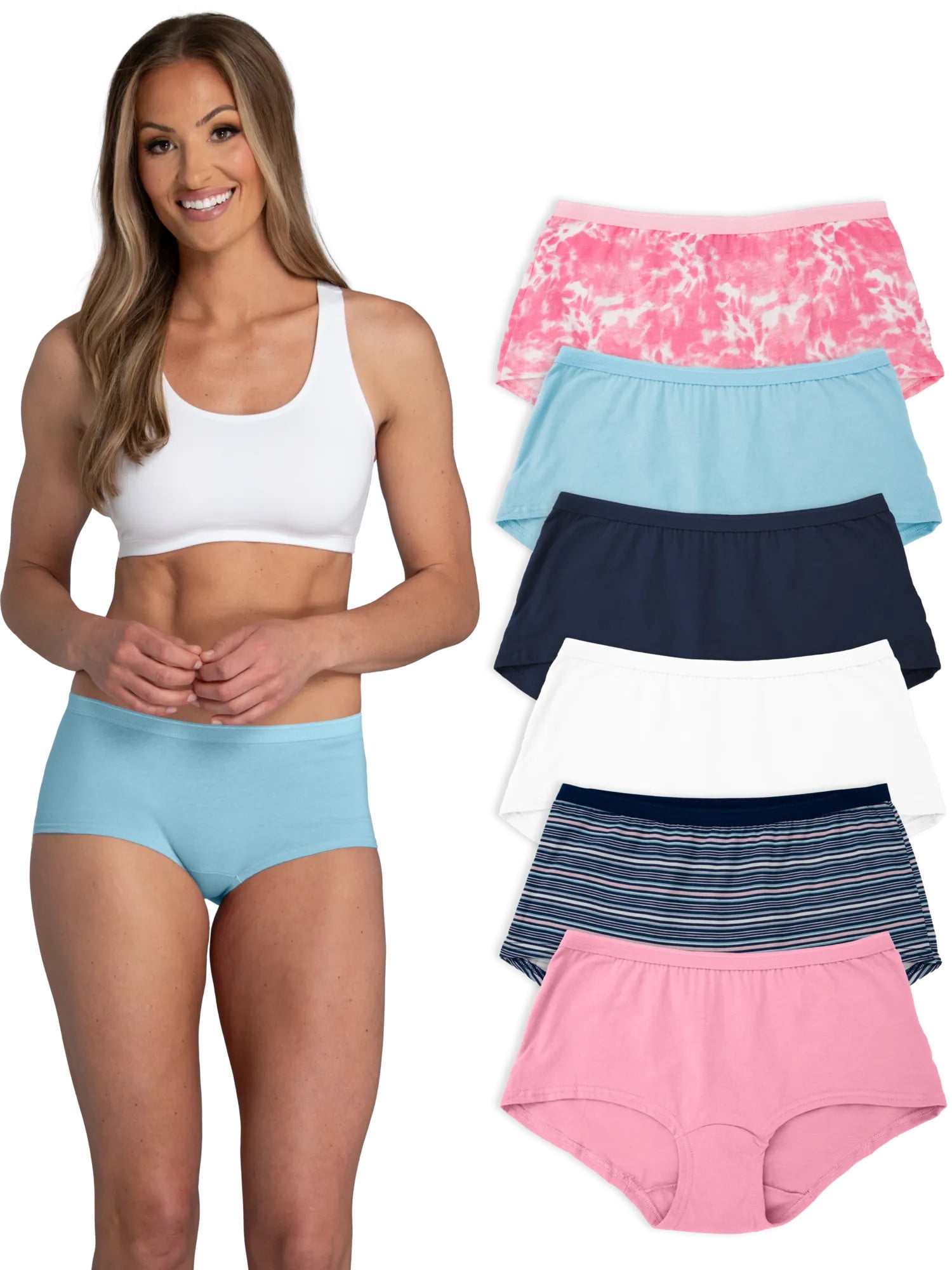 Fruit of the Loom Women's Cotton Boyshort Underwear, 6-Pack