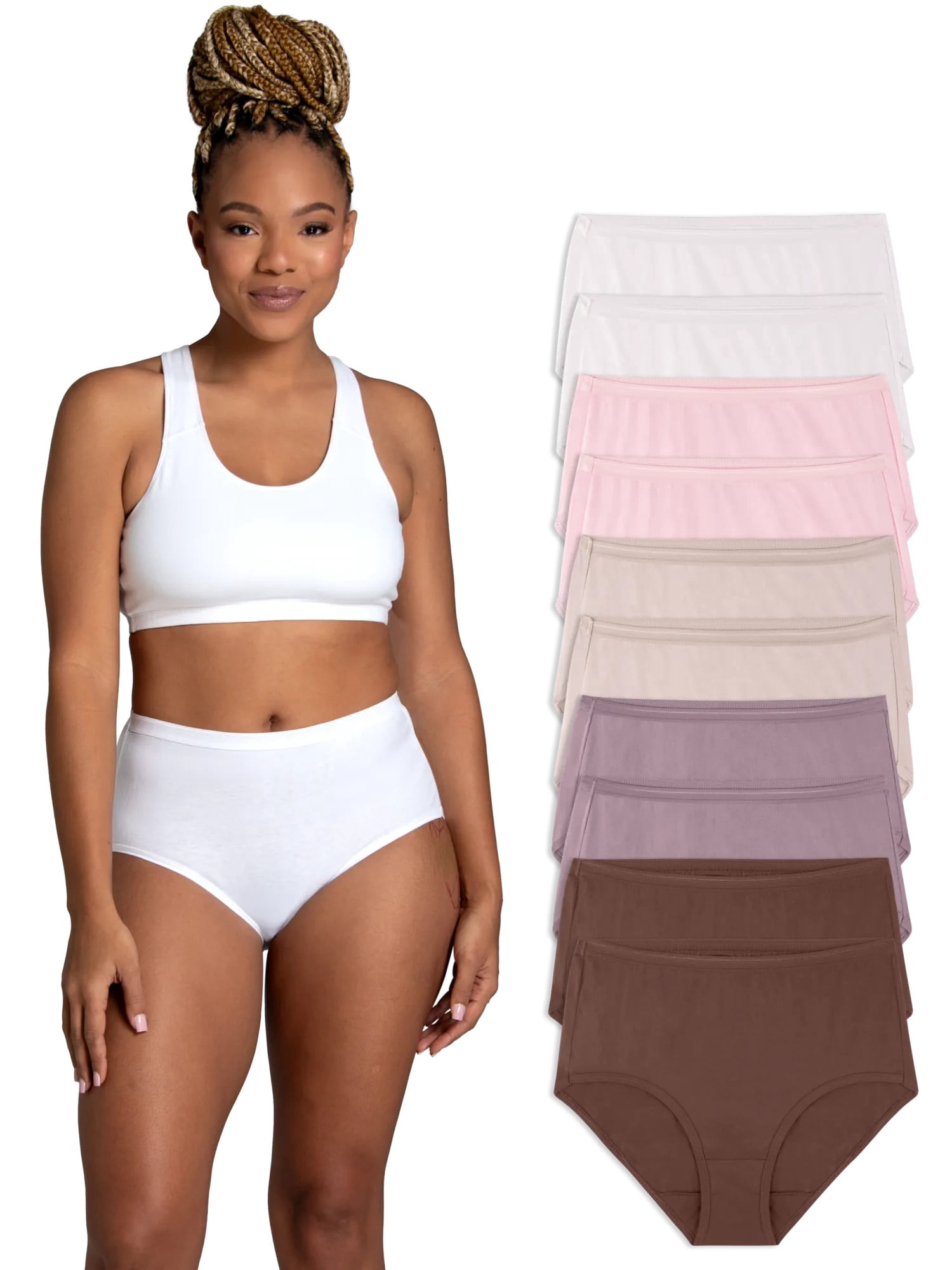 Fruit of the Loom Women's Cotton Brief Underwear, 10-Pack
