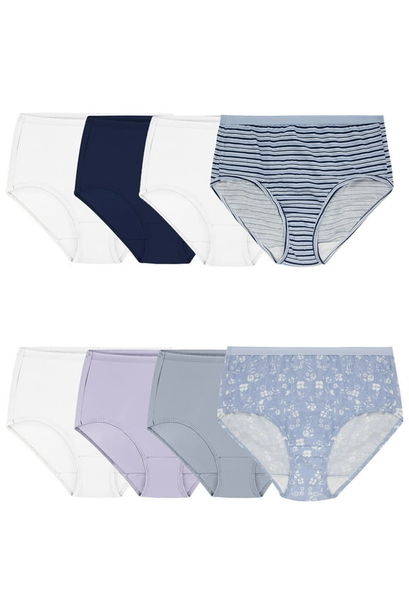 Women's Cotton Hi-Cut Brief Underwear, 6+2 Bonus Pack