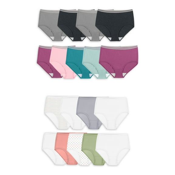 Fruit of the Loom Women's Cotton Brief Underwear, Bonus 18-Pack Bundle