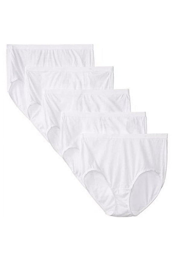 Fruit of the Loom Women's Cotton Briefs Lady's Underwear Panties (White, 6) 5 Pack
