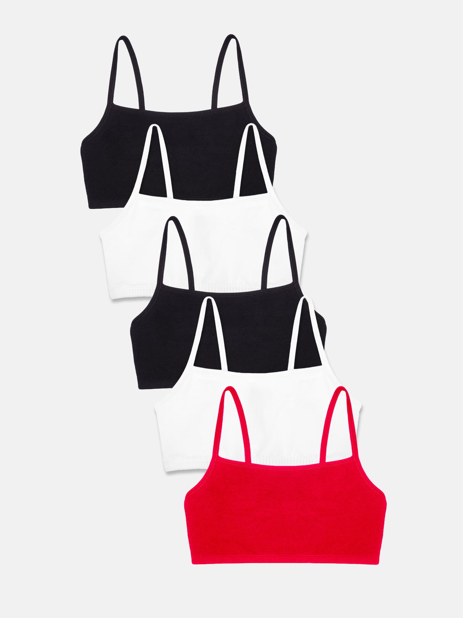 Fruit of the Loom Women's Cotton Cami Bralette, 5-Pack, Sizes XS-4XL