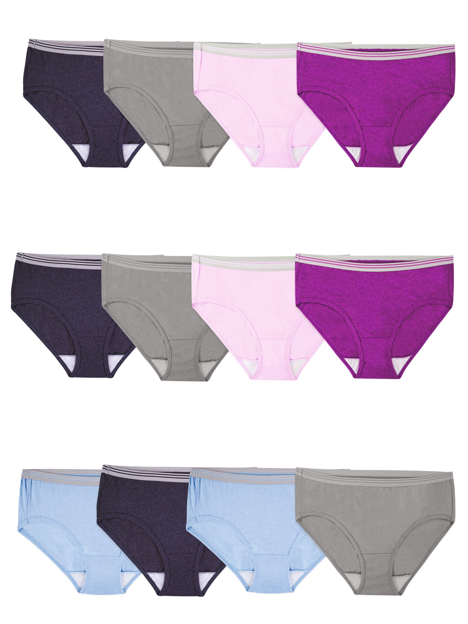Fruit of the Loom Women's Cotton Heather Assorted Low Rise Brief Underwear,  12 Pack 