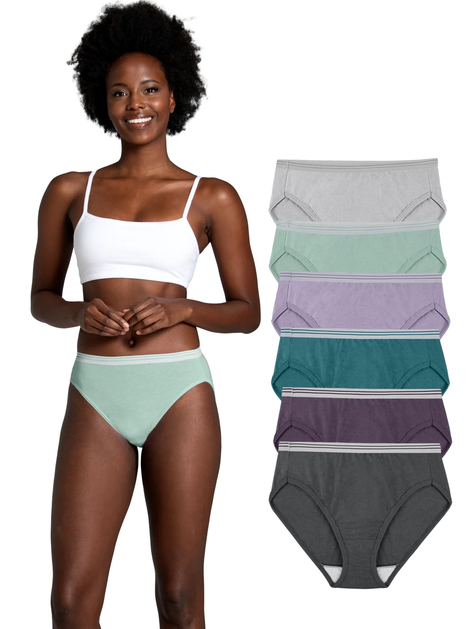 Fruit of the Loom Women's Cotton Hi-Cut Brief Underwear, 10-Pack