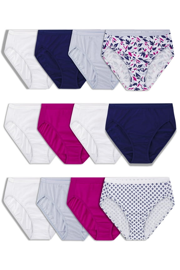 Women's Cotton Hi-Cut Brief Underwear, 12-Pack