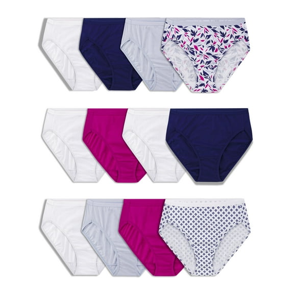 Fruit of the Loom Women's Cotton Hi-Cut Brief Underwear, 12-Pack